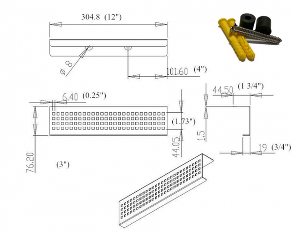 Satin Gold Shower Shelf, Elegant Drill & Screw Wall Mount Shower Shelf, Traditional Square Design