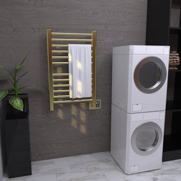 Satin Brass Towel Warmer, Amba Sirio Model S2933, 12 Bars Towel Warmer