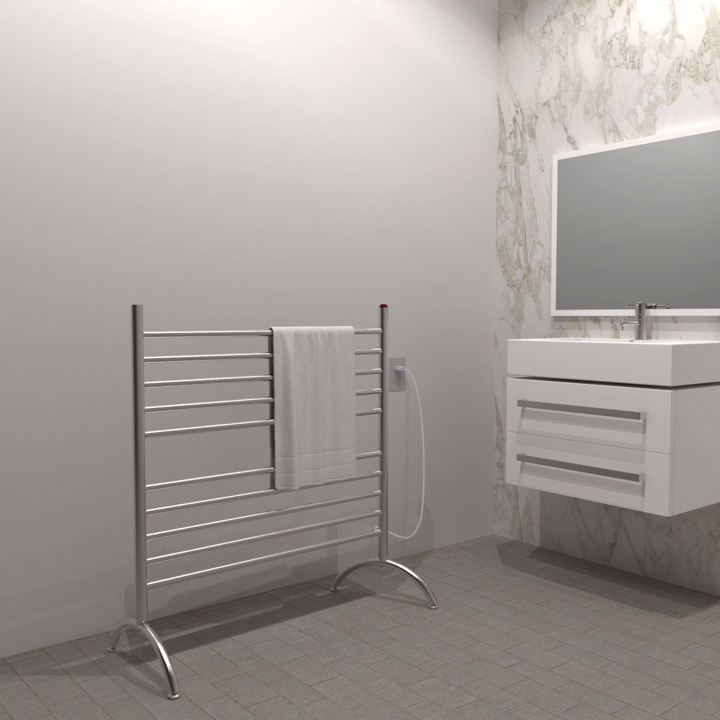 Brushed Towel Warmer, Amba Solo 33 Inch Freestanding Towel Warmer