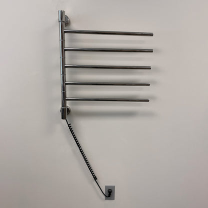 Polished Towel Warmer, Amba Swivel Jack Model, 5 Bars Towel Warmer