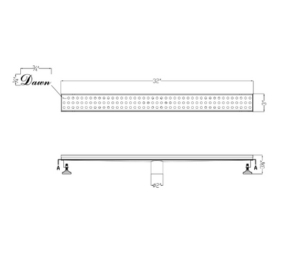 24 Inch Linear Drain with Adjustable Feet, Luxury Polished Finish Drain, Dawn USA LTS240304
