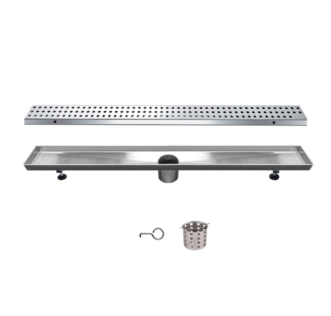24 Inch Linear Drain with Adjustable Feet, Luxury Polished Finish Drain, Dawn USA LTS240304