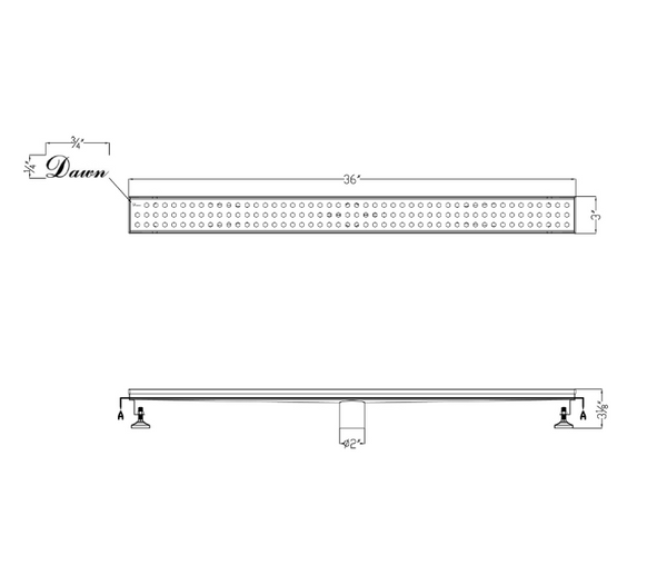 Dawn® 47 Inch Linear Shower Drain, Thames River Series, Polished Satin Finish