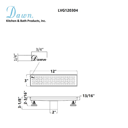 24 Inch Linear Drain with Adjustable Feet, Luxury Polished Finish Drain, Dawn USA LVG240304