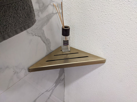 9 Inch Shower Shelf, Wall Mount Corner Bathroom Shelf, Satin Gold