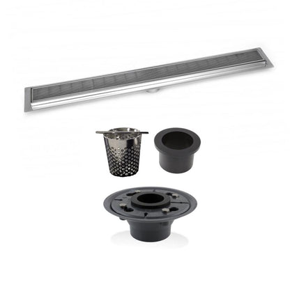 SereneDrains 36 Inch Linear Shower Drain, 2 Inch ABS Shower Drain Base, Hair trap (6 Designs)