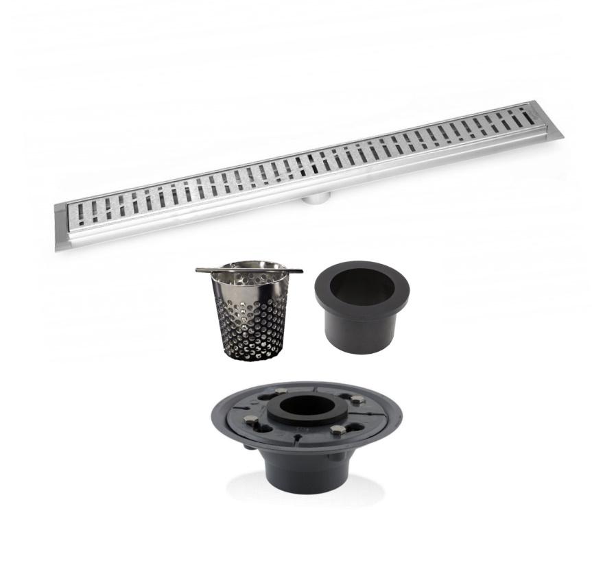 SereneDrains 36 Inch Linear Shower Drain, 2 Inch ABS Shower Drain Base, Hair trap (6 Designs)