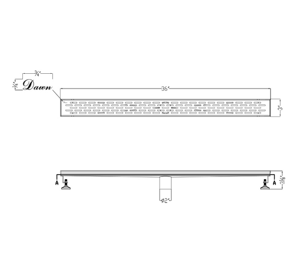 Dawn® 32 Inch Linear Shower Drain, Yangtze River Series, Polished Satin Finish