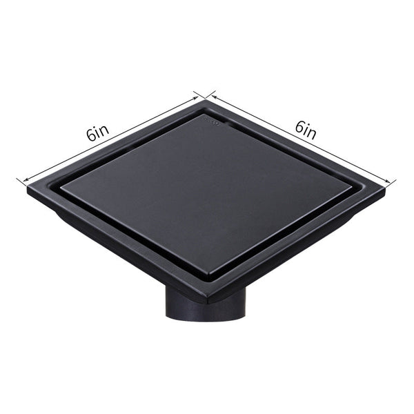 Black Stainless Steel 4 Inch and 6 Inch Shower Drains, Solid Flat Cover