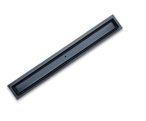 24 Inch Matte Black Tile Insert Linear Shower Drain by SereneDrains