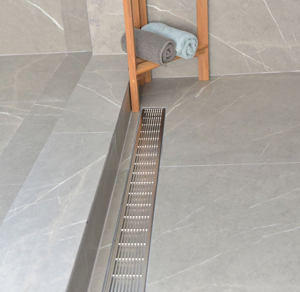 60 Inch Side Outlet Linear Shower Drain by SereneDrains