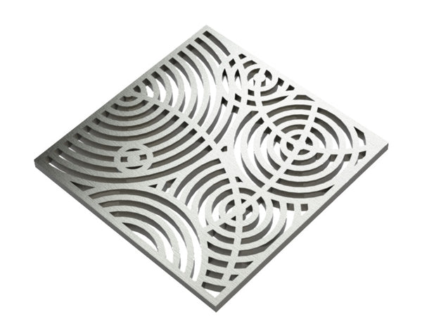 Square Shower Drain Assembly Kit With Ripples Pattern, Polished Stainless Steel Grate Cover, WarmlyYours Pro GEN II