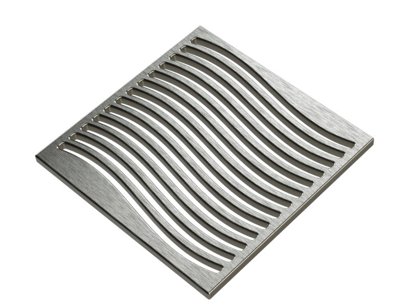 Square Shower Drain Assembly Kit With Waves Pattern, Brushed Stainless Steel Grate Cover, WarmlyYours Pro GEN II
