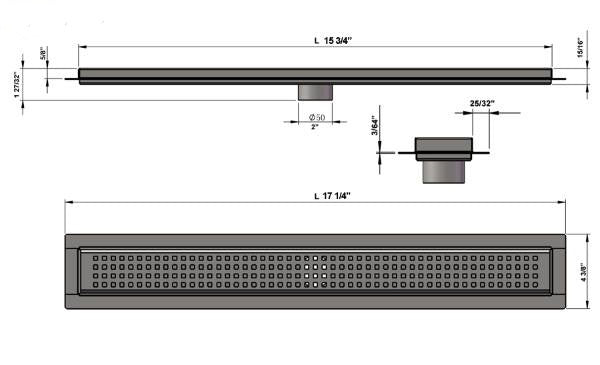 16 Inch Linear Shower Drain Traditional Square Design by SereneDrains