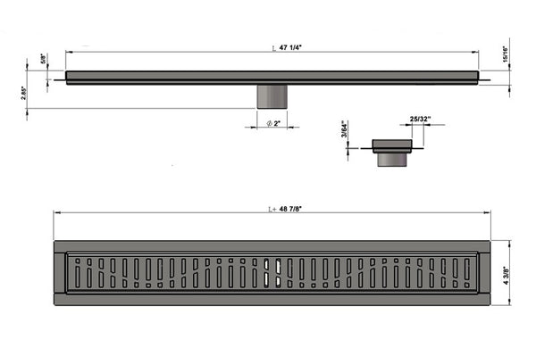 47 Inch Linear Shower Wind Design by SereneDrains