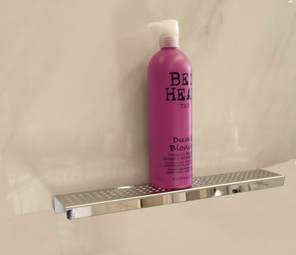 Polished Chrome Shower Shelf, Elegant Drill & Screw Wall Mount Shower Shelf, Traditional Square Design