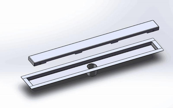 SereneDrains Complete Linear Drain Installation Kit: Invisible Slim Design Linear Shower Drain, 2 Inch ABS Shower Drain Base, Hair trap.