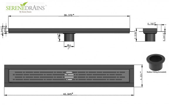 39 Inch Linear Shower Drain Broken Lane Brushed Nickel Design by SereneDrains