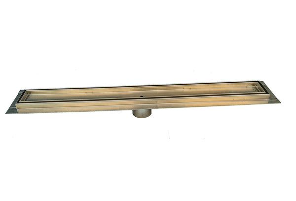 59 Inch Satin Gold Tile Insert Linear Shower Drain by SereneDrains