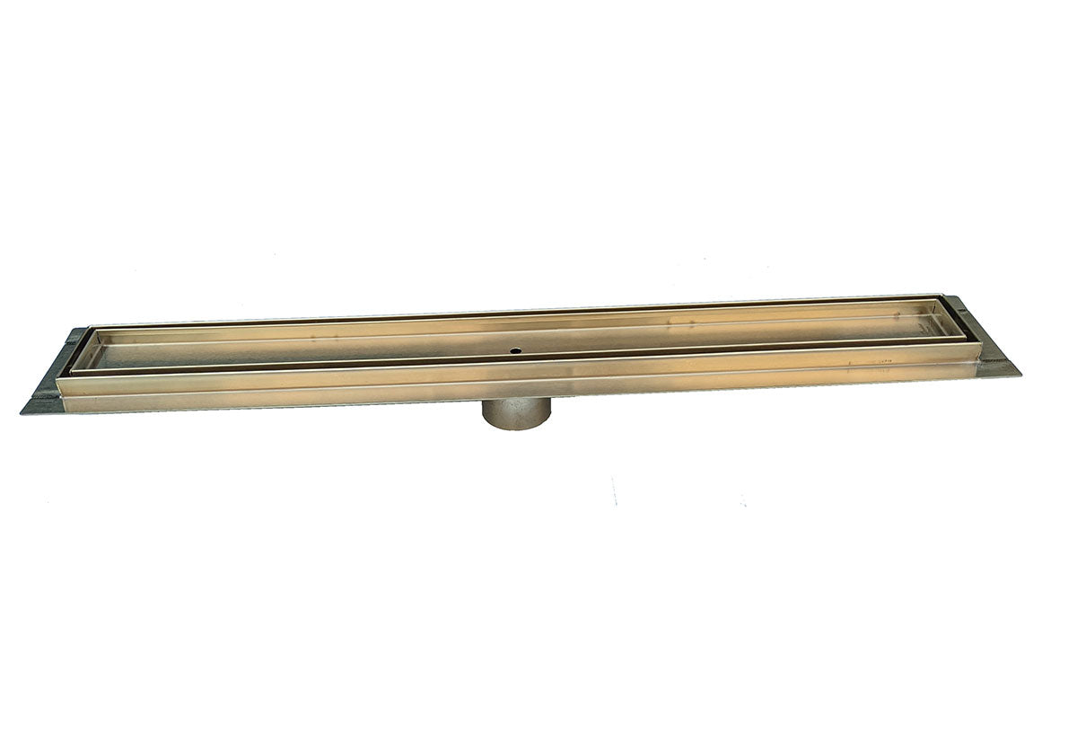 24 Inch Satin Gold Tile Insert Linear Shower Drain by SereneDrains