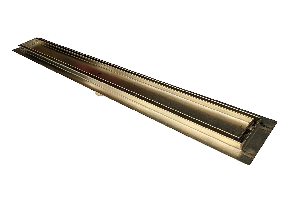 16 Inch Satin Gold Tile Insert Linear Shower Drain by SereneDrains