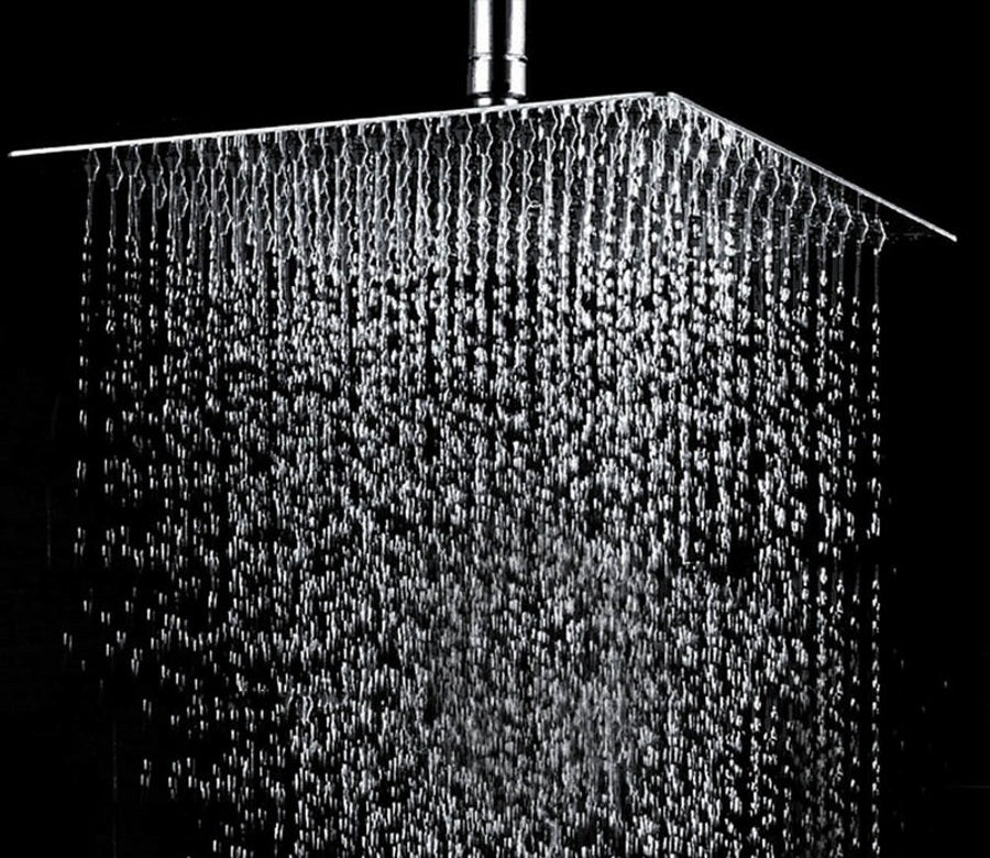 10 Inch Polished Chrome Thin Square Rain Shower Head with 16 Inch Wall Mount Shower Arm
