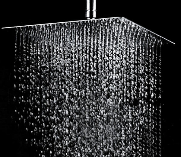 10 Inch Brushed Satin Thin Square Rain Shower Head with Ceiling Mount Shower Arm