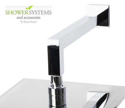 8 Inch Brushed Satin Thin Square Rain Shower Head with 16 Inch Wall Mount Shower Arm