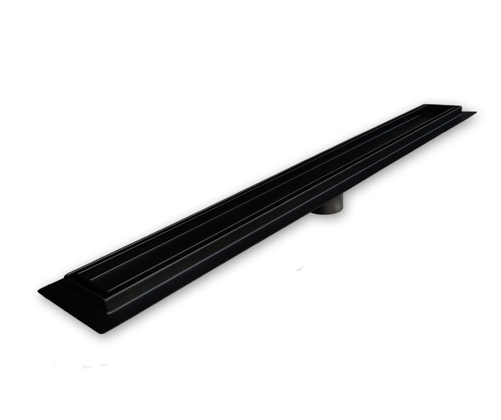 30 Inch Matte Black Tile Insert Linear Shower Drain by SereneDrains