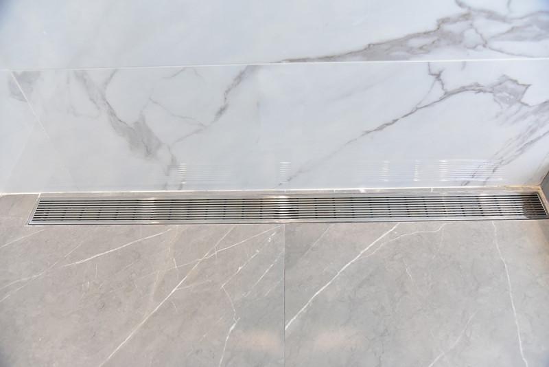 SereneDrains Brushed Linear Drains, Horizontal Side Outlet, Linear Wedge Design